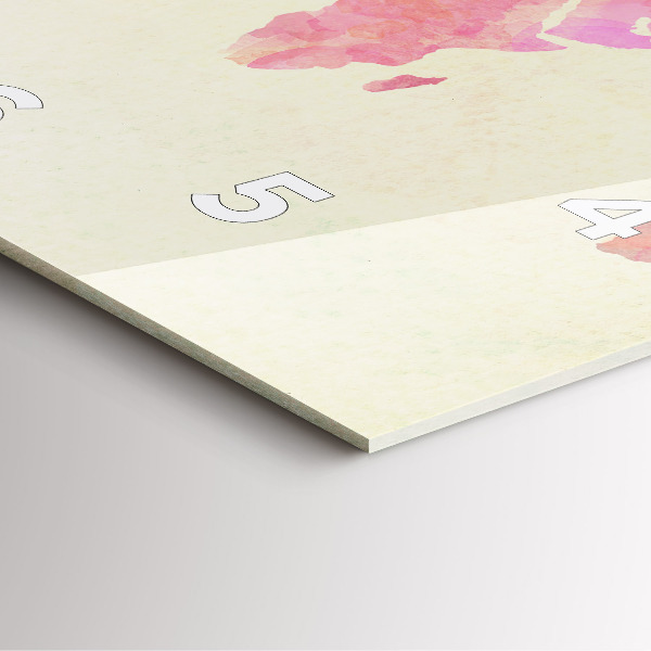 Orologio quadrato in vetro Mappa del mondo ad acquerello