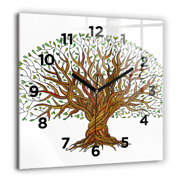 Orologio quadrato in vetro Albero e radici