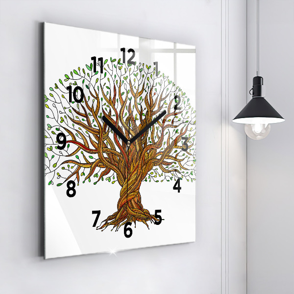 Orologio quadrato in vetro Albero e radici