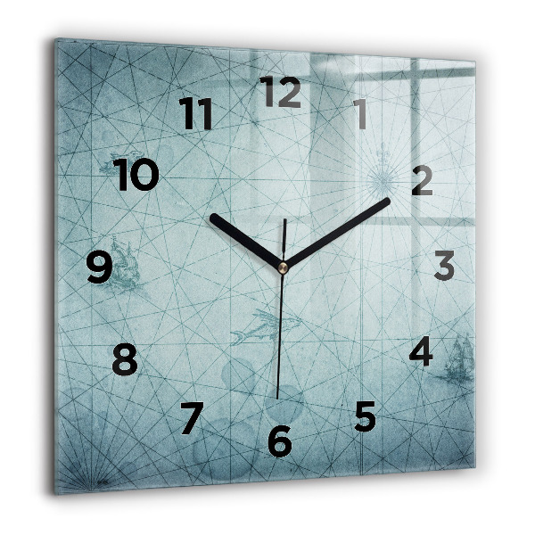 Orologio quadrato in vetro Mappa d'epoca