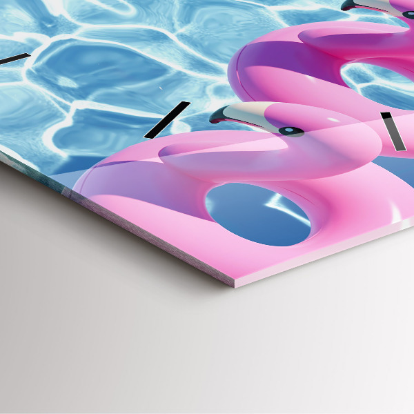 Orologio quadrato in vetro Dente di leone fenicotteri