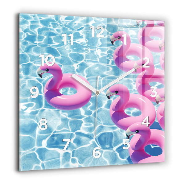 Orologio quadrato in vetro Dente di leone fenicotteri