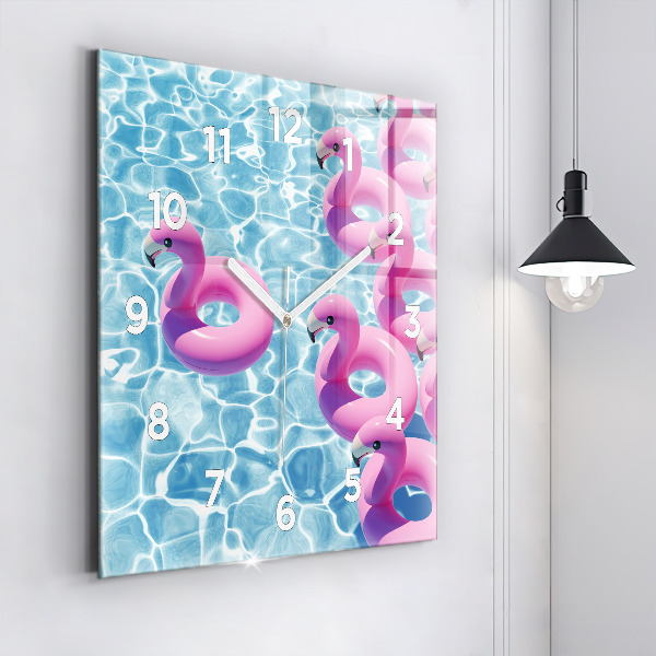 Orologio quadrato in vetro Dente di leone fenicotteri