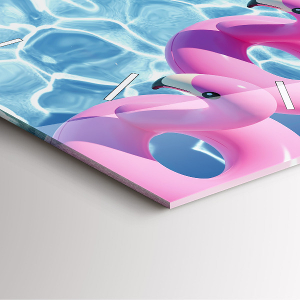 Orologio quadrato in vetro Dente di leone fenicotteri