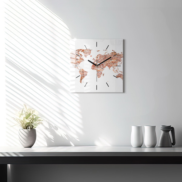 Orologio quadrato in vetro Vecchia mappa in mattoni