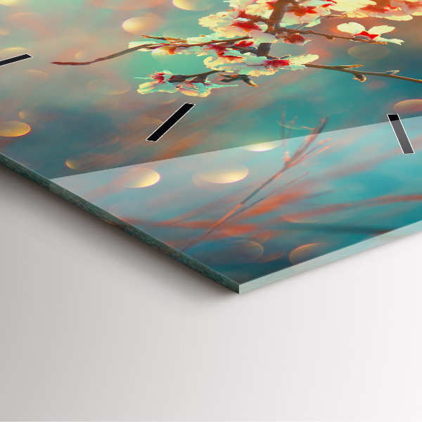 Orologio quadrato in vetro Fiori primaverili