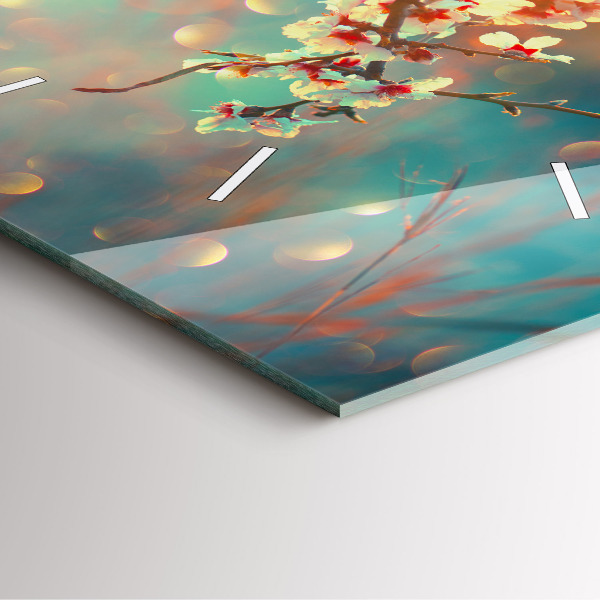 Orologio quadrato in vetro Fiori primaverili