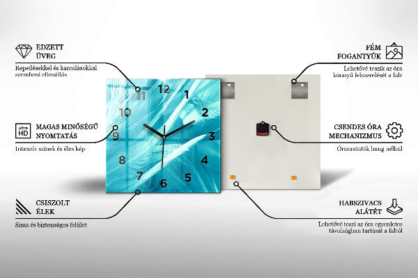 Orologio quadrato in vetro Fiori primaverili