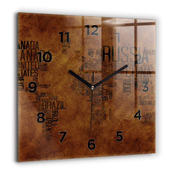Orologio quadrato Mappa e nomi dei paesi
