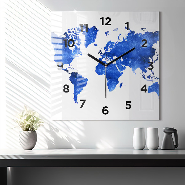 Orologio quadrato Mappa del mondo spaziale
