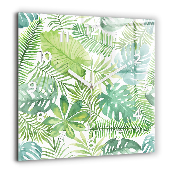 Orologio quadrato Foglie verdi