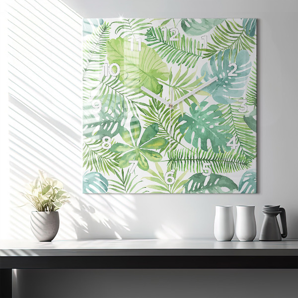 Orologio quadrato Foglie verdi