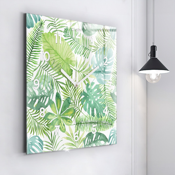 Orologio quadrato Foglie verdi