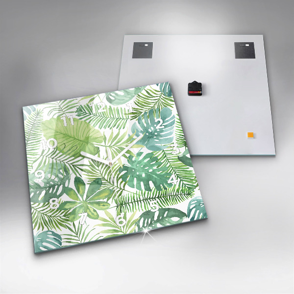 Orologio quadrato Foglie verdi