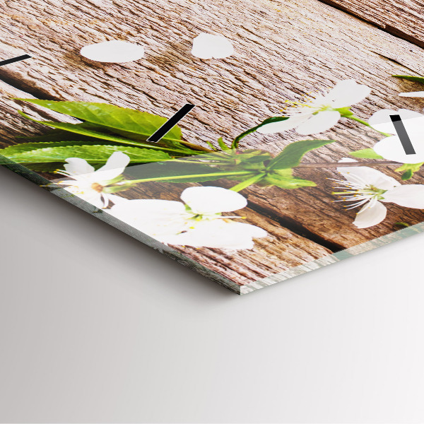 Orologio quadrato Fiori su legno