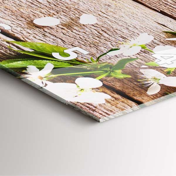 Orologio quadrato Fiori su legno