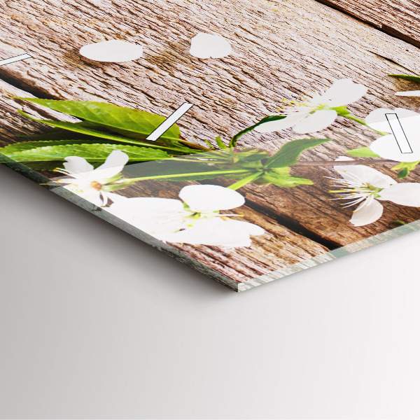 Orologio quadrato Fiori su legno