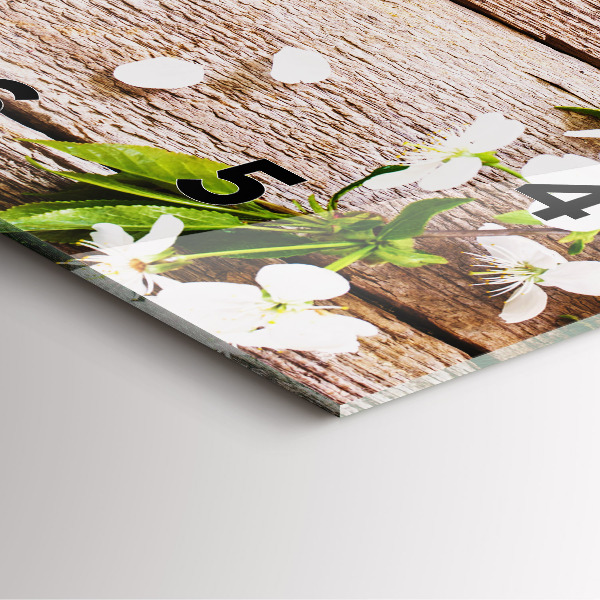 Orologio quadrato Fiori su legno