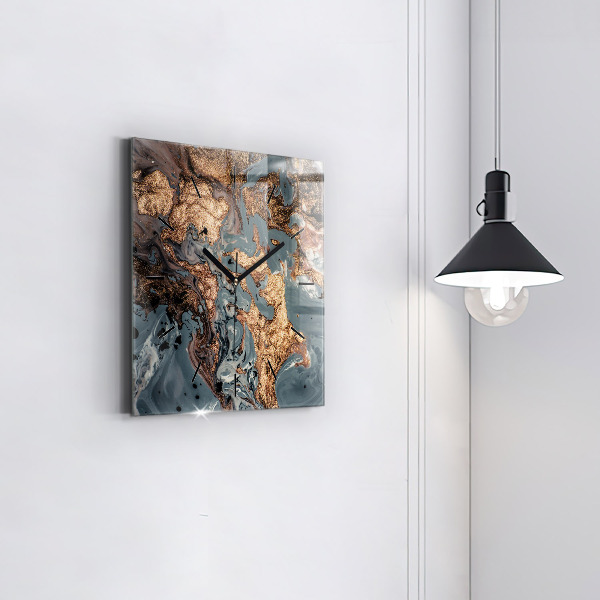 Orologio quadrato Marmo oro astratto