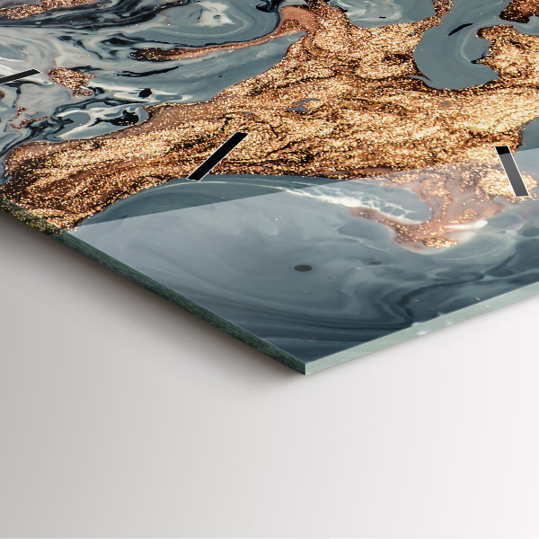 Orologio quadrato Marmo oro astratto