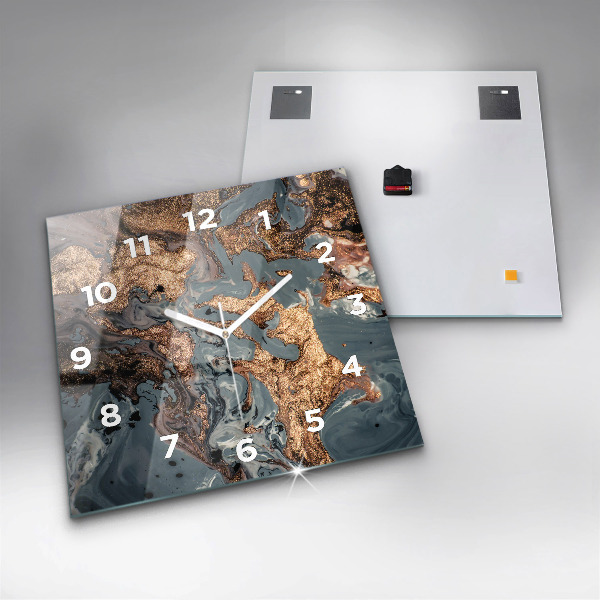 Orologio quadrato Marmo oro astratto