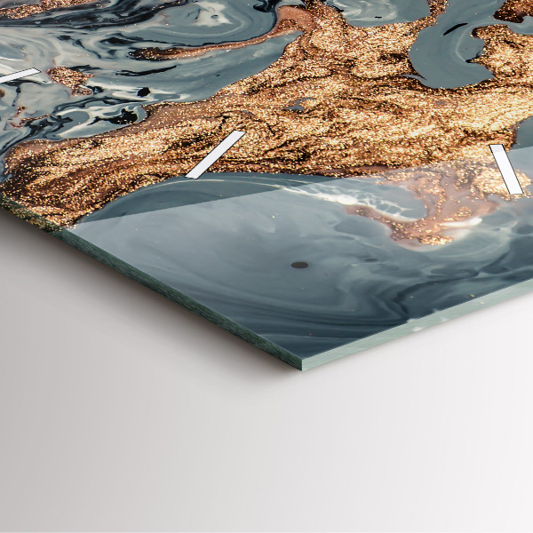 Orologio quadrato Marmo oro astratto