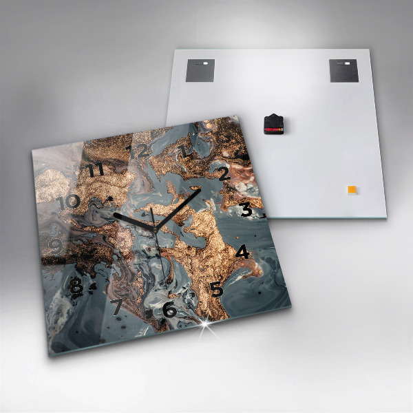 Orologio quadrato Marmo oro astratto