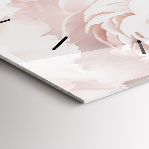 Orologio quadrato in vetro Fiori di peonia