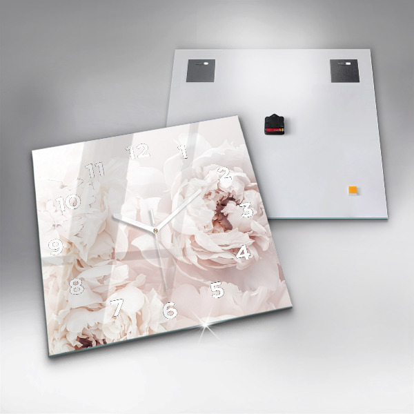 Orologio quadrato in vetro Fiori di peonia