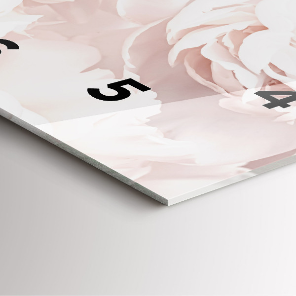 Orologio quadrato in vetro Fiori di peonia