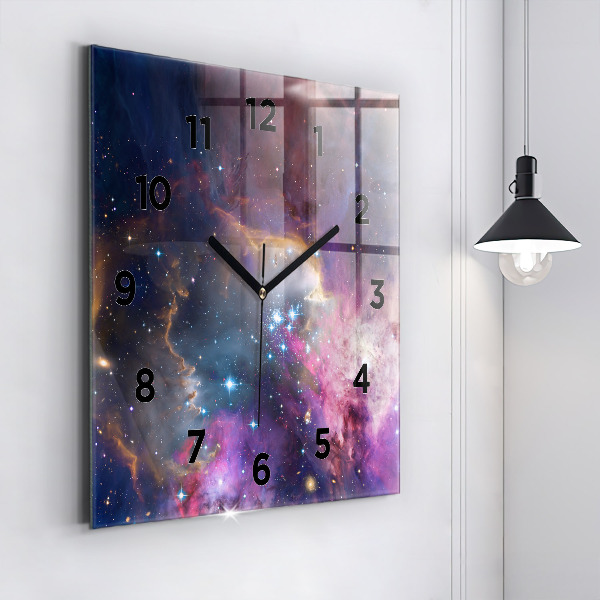Orologio quadrato in vetro Galassia e stelle