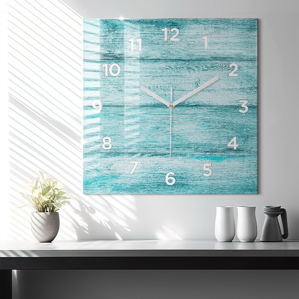 Orologio quadrato in vetro Legno vecchio blu