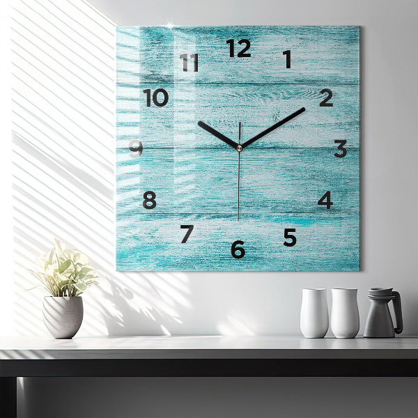 Orologio quadrato in vetro Legno vecchio blu