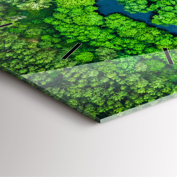 Orologio quadrato in vetro Fiume nella foresta