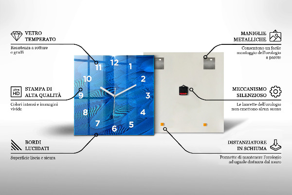 Orologio quadrato in vetro Fiume nella foresta
