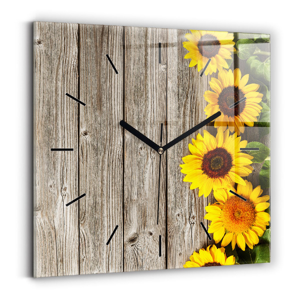 Orologio quadrato Girasoli su tavole