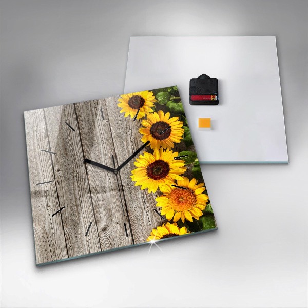 Orologio quadrato Girasoli su tavole