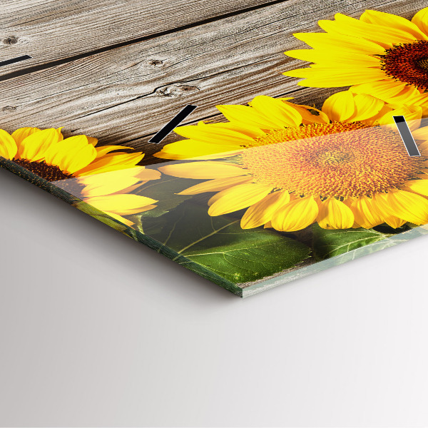 Orologio quadrato Girasoli su tavole