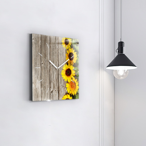 Orologio quadrato Girasoli su tavole