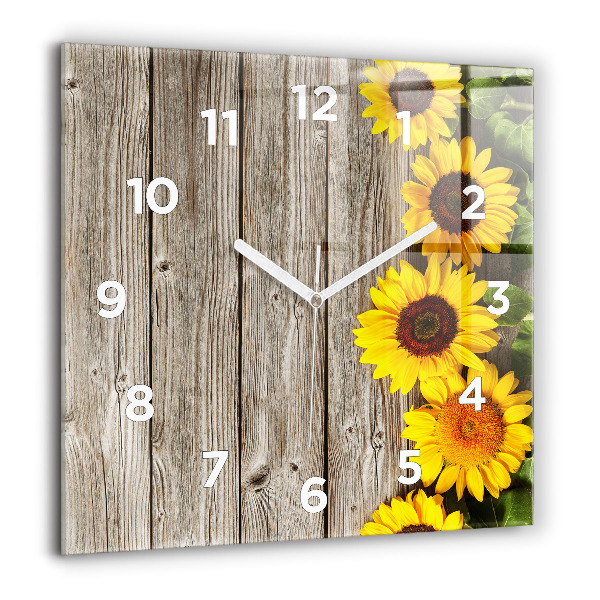 Orologio quadrato Girasoli su tavole