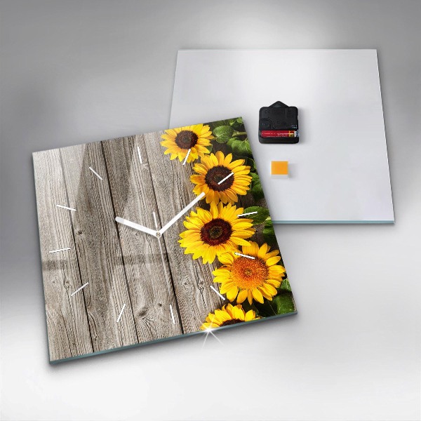 Orologio quadrato Girasoli su tavole