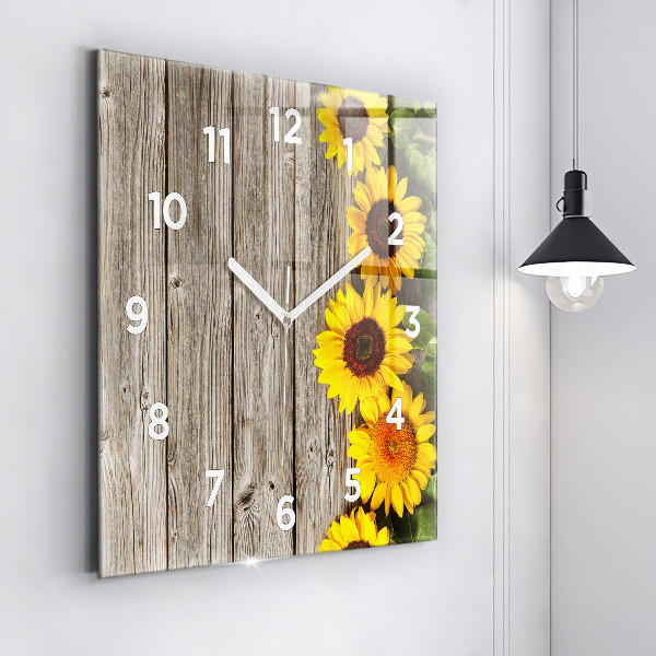 Orologio quadrato Girasoli su tavole