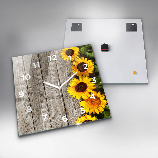 Orologio quadrato Girasoli su tavole