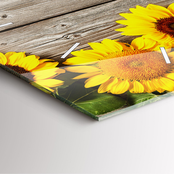 Orologio quadrato Girasoli su tavole
