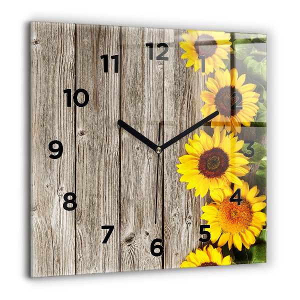 Orologio quadrato Girasoli su tavole