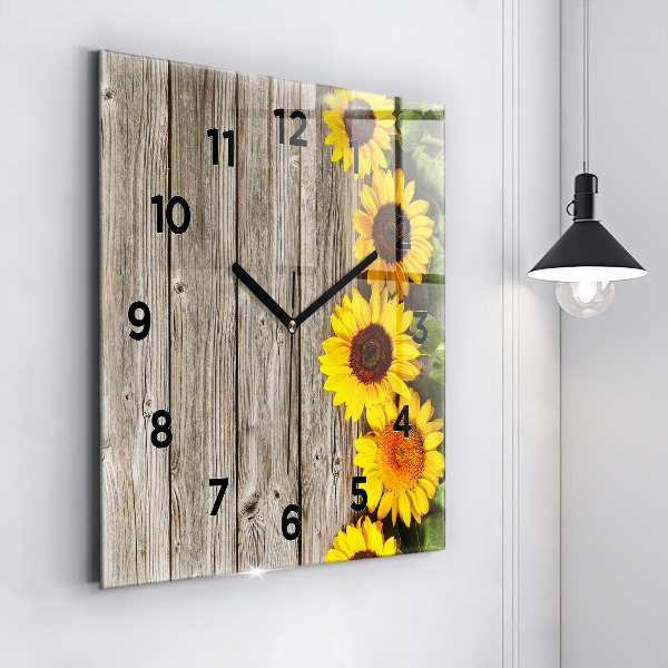 Orologio quadrato Girasoli su tavole