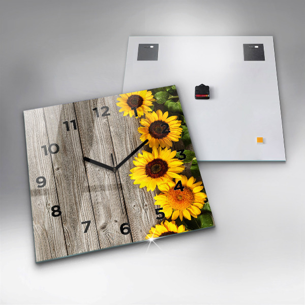 Orologio quadrato Girasoli su tavole