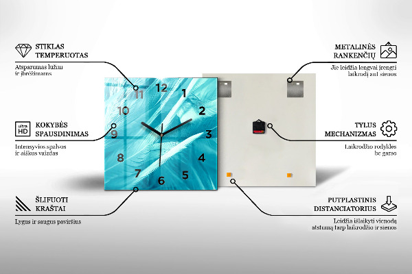 Orologio quadrato in vetro Palme verdi