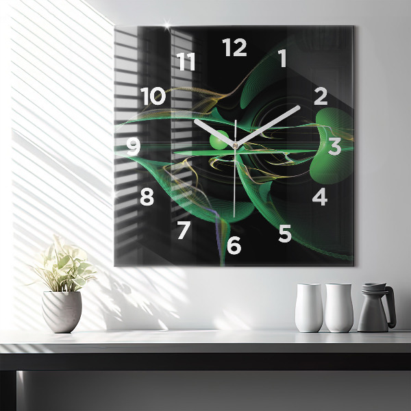 Orologio quadrato Astrazione verde