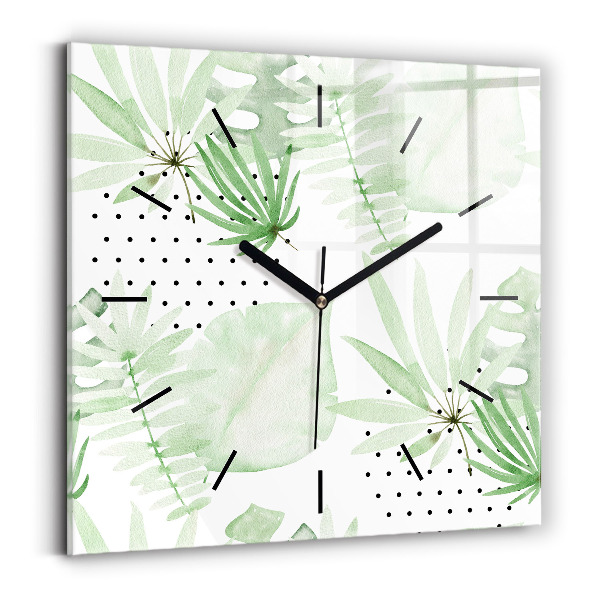 Orologio quadrato Foglie verdi